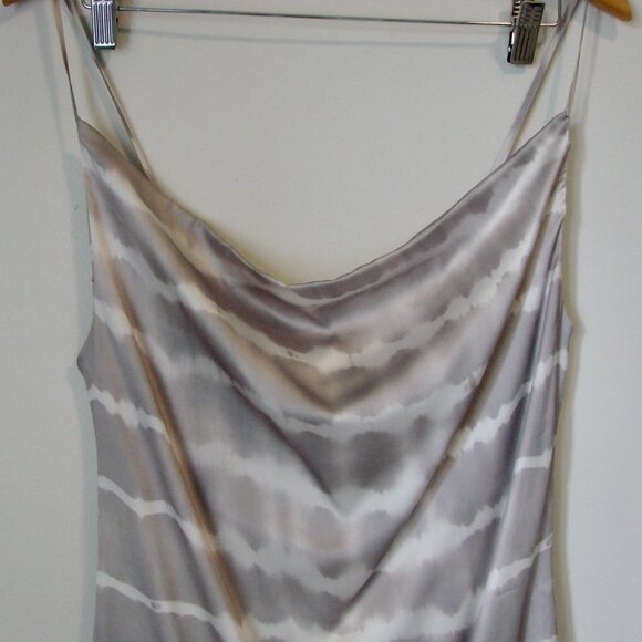 Satin Mini Slip Dress Gray White Tie Dye Sleeveless Holiday Party Medium NWT - Picture 4 of 15